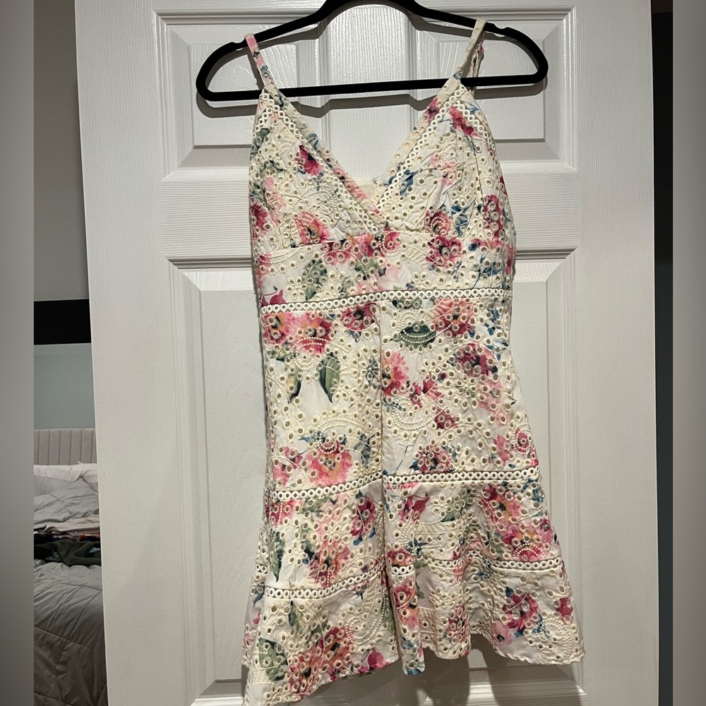 White floral aqua dress